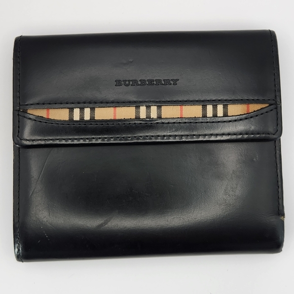 Burberry Handbags - Burberry Black Leather Wallet